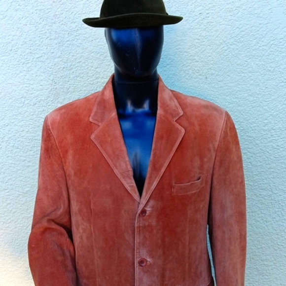 J. FERRAR MEN'S GENUINE RAW SUEDE LEATHER BLAZER/COAT - Picture 5 of 17